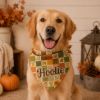Picture of Personalized Fall Dog Bandana, Custom Pet Name Bandana, Autumn Patchwork Dog Scarf, Thanksgiving Pet Accessory, Pumpkin Leaf Dog Bandana