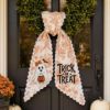 Picture of Custom Halloween Wreath Sash Bow, Trick  Treat Wreath Bow, Ghost Pumpkin Front Door, Personalized Halloween Wreath Decor, Fall Porch Decor