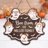 Picture of Personalized Halloween Ghost Family Wooden Door Hanger, Custom Family Name Sign, Ghost Kids Dog Cat Decor, Halloween Front Door Sign