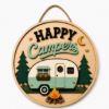 Picture of Personalized Happy Campers Wooden Door Hanger, Custom Camper Trailer Sign, Camping Decor, RV Family Door Sign, Outdoor Welcome Plaque Gift