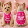 Picture of Personalized Mesh Pet Jersey, Custom Dog Cat Shirt, Puppy Love Jersey, Cute Pink Pet Tank, Small Dog Apparel, Dog Mom Gift, Dogs Month