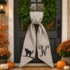 Picture of Personalized Halloween Wreath Sash Bow, Black Cat Wreath Bow, Custom Initial Door Hanger Bow, Halloween Fall Front Door Decor
