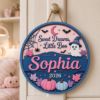 Picture of Personalized Halloween Nursery Door Sign, Sweet Dreams Little Boo Name Sign, Ghost Pumpkin Kids Room Door Hanger, Baby Halloween Decor