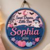 Picture of Personalized Halloween Nursery Door Sign, Sweet Dreams Little Boo Name Sign, Ghost Pumpkin Kids Room Door Hanger, Baby Halloween Decor