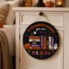 Picture of Halloween Classroom Door Sign, Personalized Haunted Classroom Teacher Door Hanger, Spooky Book Shelf Decor, Teacher Gift, Back To School