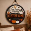 Picture of Personalized Halloween Door Sign, Sweet Dreams Little Boo Nursery Door Hanger, Custom Name Year Ghost Pumpkin Kids Room Wood Decor Gift