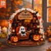 Picture of Personalized Halloween Reading Ghost Ornament, Custom Book Lover Acrylic Ornament, Cozy Library Halloween Decor, Reader Christmas Gift