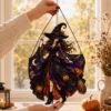 Picture of Halloween Witch Suncatcher, Gothic Stained Glass Witch Window Hanging, Purple Witch Acrylic Decor, Spooky Halloween Gift for Her Decor