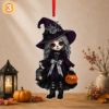 Picture of Personalized Witch Ornament, Custom Halloween Witch Girl Ornament, Gothic Witch Acrylic Ornament, Spooky Halloween Gift, Witch Halloween