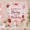 Picture of Personalized Berry First Birthday Banner, Strawberry First Birthday Backdrop, Custom Berry Sweet Birthday Banner, Strawberry Party Decor