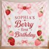 Picture of Personalized Berry First Birthday Banner, Strawberry First Birthday Backdrop, Custom Berry Sweet Birthday Banner, Strawberry Party Decor