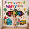 Picture of First Day of School Backdrop 2026, Colorful Back to School Tapestry, Classroom Photo Banner, Kindergarten School Picture Decor Class