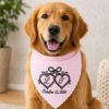 Picture of Personalized Embroidered Dog Bandana, Embroidered Wedding Dog Bandana, Custom Initial Pet Scarf, Ring Bearer Dog Gift, Monogram Dog