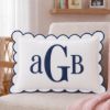 Picture of Personalized Monogram Pillow, Scalloped Embroidered Throw Pillow, Custom Initial Decor Cushion, Wedding Gift, Housewarming Monogram Pillow
