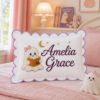 Picture of Personalized Halloween Ghost Reading Book Pillow, Custom Girl Name Pillow, Cute Spooky Nursery Decor, Baby Halloween Gift Reading Girl