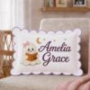 Picture of Personalized Halloween Ghost Reading Book Pillow, Custom Girl Name Pillow, Cute Spooky Nursery Decor, Baby Halloween Gift Reading Girl