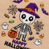 Picture of Happy Halloween Skeleton Embroidery Design, Cute Skeleton Embroidery File, Witch Hat Skeleton Machine Embroidery, pes dst exp jef vp3 xxx