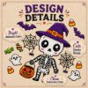 Picture of Happy Halloween Skeleton Embroidery Design, Cute Skeleton Embroidery File, Witch Hat Skeleton Machine Embroidery, pes dst exp jef vp3 xxx