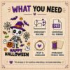 Picture of Happy Halloween Skeleton Embroidery Design, Cute Skeleton Embroidery File, Witch Hat Skeleton Machine Embroidery, pes dst exp jef vp3 xxx