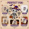 Picture of Happy Halloween Skeleton Embroidery Design, Cute Skeleton Embroidery File, Witch Hat Skeleton Machine Embroidery, pes dst exp jef vp3 xxx