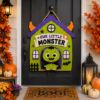 Picture of Interchangeable Monster Wood Sign, Personalized Halloween Door Hanger, Custom Shape Monster House Welcome Sign, Front Door Decor Halloween