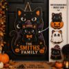 Picture of Interchangeable Black Cat Wood Sign, Personalized Halloween Door Hanger, Custom Shape Family Welcome Sign, Front Door Decor Halloween