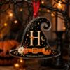 Picture of Personalized Halloween Witch Hat Acrylic Ornament, Custom Initial Halloween Tree Decoration, Pumpkin Keepsake Gift 2026 Halloween Onrament