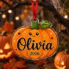 Picture of Personalized Pumpkin Acrylic Ornament, Custom Halloween Pumpkin Name Ornament, Cute Pumpkin Keepsake, Fall Decor Gift for Kids Family