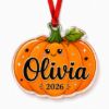 Picture of Personalized Pumpkin Acrylic Ornament, Custom Halloween Pumpkin Name Ornament, Cute Pumpkin Keepsake, Fall Decor Gift for Kids Family