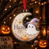 Picture of Personalized Ghost Moon Acrylic Ornament, Custom Halloween Ghost Name Ornament, Witch Ghost Keepsake, Cute Spooky Gift for Kids Halloween