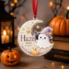 Picture of Personalized Ghost Moon Acrylic Ornament, Custom Halloween Ghost Name Ornament, Witch Ghost Keepsake, Cute Spooky Gift for Kids Halloween