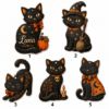 Picture of Personalized Black Cat Wooden Ornament, Custom Halloween Cat Name Ornament, Rustic Wood Pumpkin Keepsake, Spooky Cat Lover Gift Halloween