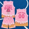 Picture of Personalized Basketball Birthday Girl Outfit, Custom Pink Ice Cream Jersey Set, Birthday Girl Tank Top & Shorts with Name Number