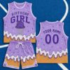 Picture of Personalized Basketball Birthday Girl Outfit, Custom Pink Ice Cream Jersey Set, Birthday Girl Tank Top & Shorts with Name Number