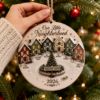 Picture of Personalized Neighborhood Christmas Ornament, Custom Family Names and Street Sign, Our Little Neighborhood Wooden Ornament 2026