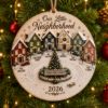 Picture of Personalized Neighborhood Christmas Ornament, Custom Family Names and Street Sign, Our Little Neighborhood Wooden Ornament 2026