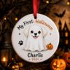 Picture of Personalized Dog First Halloween Ornament, Custom Pet Halloween Ceramic Ornament, My First Halloween Dog Keepsake, Puppy Halloween Memorial