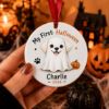 Picture of Personalized Dog First Halloween Ornament, Custom Pet Halloween Ceramic Ornament, My First Halloween Dog Keepsake, Puppy Halloween Memorial