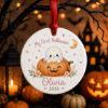 Picture of Personalized Baby First Halloween Ornament, Cute Ghost Pumpkin Ceramic Ornament, My First Halloween Keepsake, Custom Baby Halloween Gift