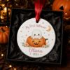 Picture of Personalized Baby First Halloween Ornament, Cute Ghost Pumpkin Ceramic Ornament, My First Halloween Keepsake, Custom Baby Halloween Gift