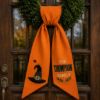 Picture of Personalized Halloween Wreath Sash Bow, Custom Name Wreath Bow, Embroidered Witch Hat Door Hanger, Fall Front Decor, Halloween Porch Decor