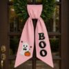 Picture of Halloween Wreath Sash Bow, Embroidered Ghost Pumpkin Door Bow, Custom BOO Wreath Sash, Fall Front Door Decor, Spooky Halloween Decor