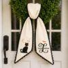 Picture of Personalized Halloween Wreath Sash Bow, Custom Black Cat Wreath Bow, Embroidered Front Door Wreath Sash, Halloween Door Decor with Lace Trim