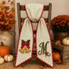 Picture of Personalized Christmas Bells Wreath Bow, Embroidered Holiday Door Bow, Custom Christmas Wreath Sash, Farmhouse Front Door Decor, Xmas Bow