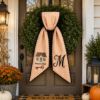 Picture of Personalized Welcome Home Wreath Bow, Embroidered Housewarming Door Bow, Custom Front Door Wreath Sash, Realtor Closing Farmhouse Home Decor