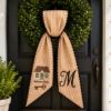Picture of Personalized Welcome Home Wreath Bow, Embroidered Housewarming Door Bow, Custom Front Door Wreath Sash, Realtor Closing Farmhouse Home Decor