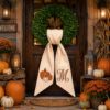 Picture of Personalized Pumpkin Wreath Bow, Embroidered Fall Door Bow, Custom Initial Autumn Wreath Sash,Thanksgiving Front Door Decor, Farmhouse Decor