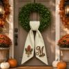 Picture of Personalized Fall Leaf Wreath Bow, Embroidered Oak Leaf Door Bow, Custom Autumn Wreath Sash, Thanksgiving Door Decor Farmhouse Harvest