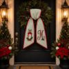 Picture of Personalized Christmas Lantern Wreath Bow, Embroidered Holiday Door Bow, Custom Christmas Wreath Sash, Farmhouse Front Door Decor, Xmas Bow