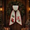 Picture of Personalized Christmas Stocking Wreath Bow, Embroidered Holiday Door Bow, Custom Christmas Wreath Sash, Farmhouse Front Door Decor, Xmas Bow